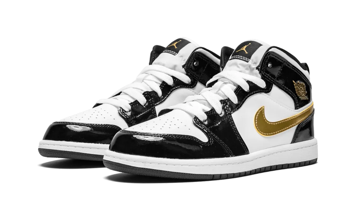 Jordan 1 MID SE PS "Black/Gold" jordan preschool kids shoes