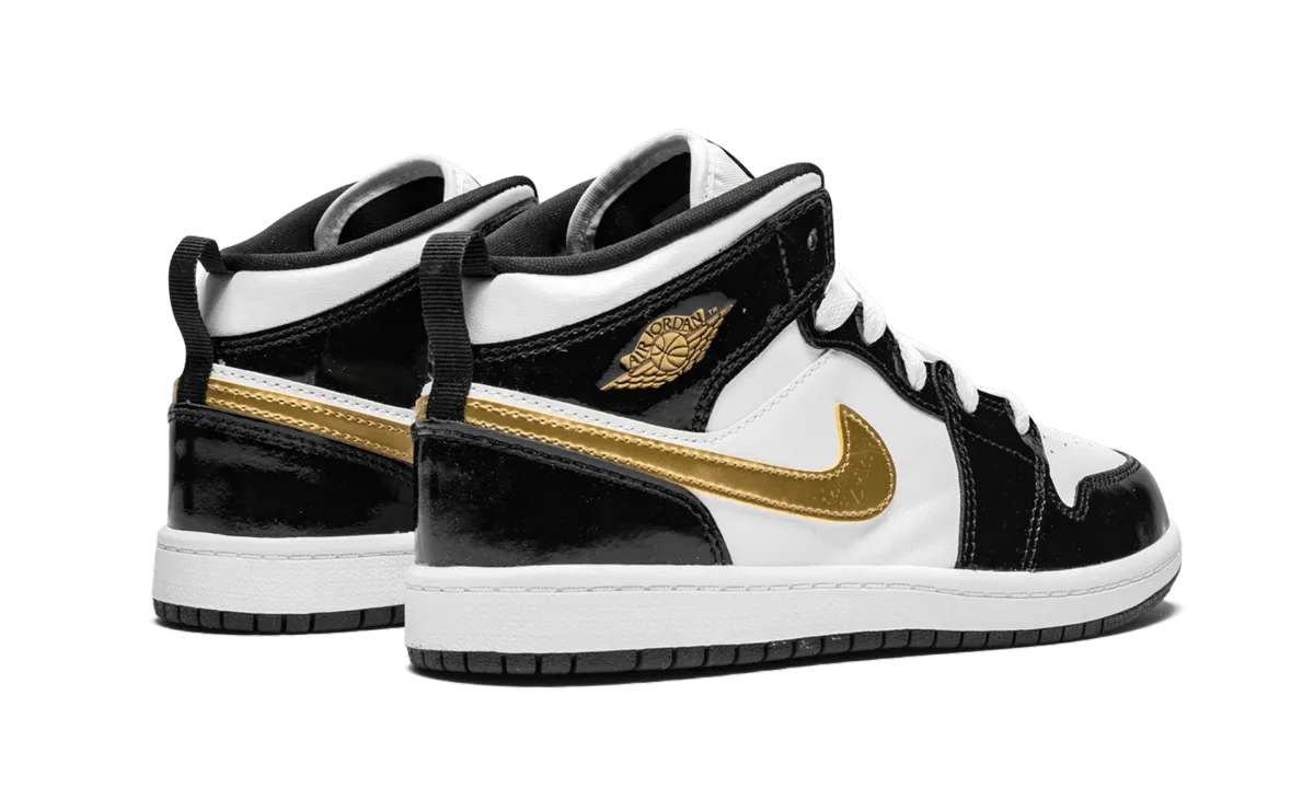 Jordan 1 MID SE PS "Black/Gold" jordan preschool kids shoes
