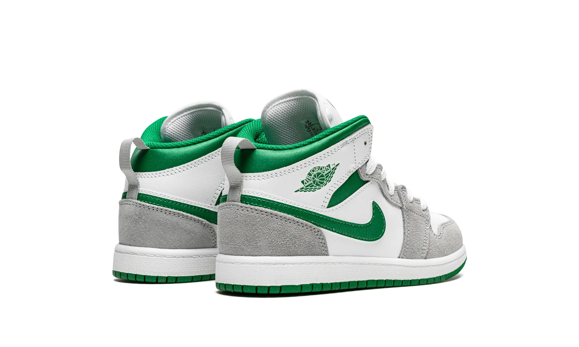 Jordan 1 Mid SE PS "Grey / Green" jordan preschool kids shoes