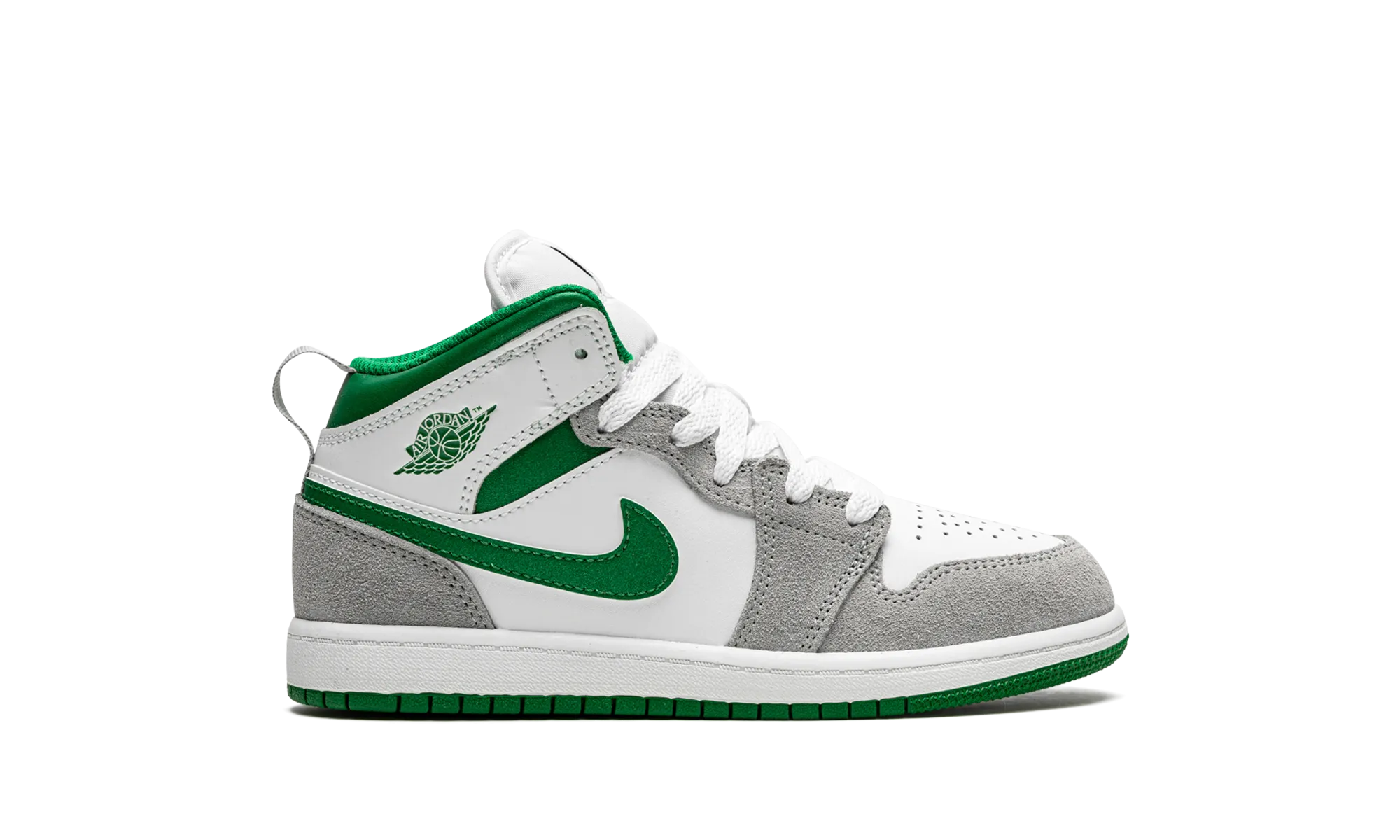 Jordan 1 Mid SE PS "Grey / Green" jordan preschool kids shoes