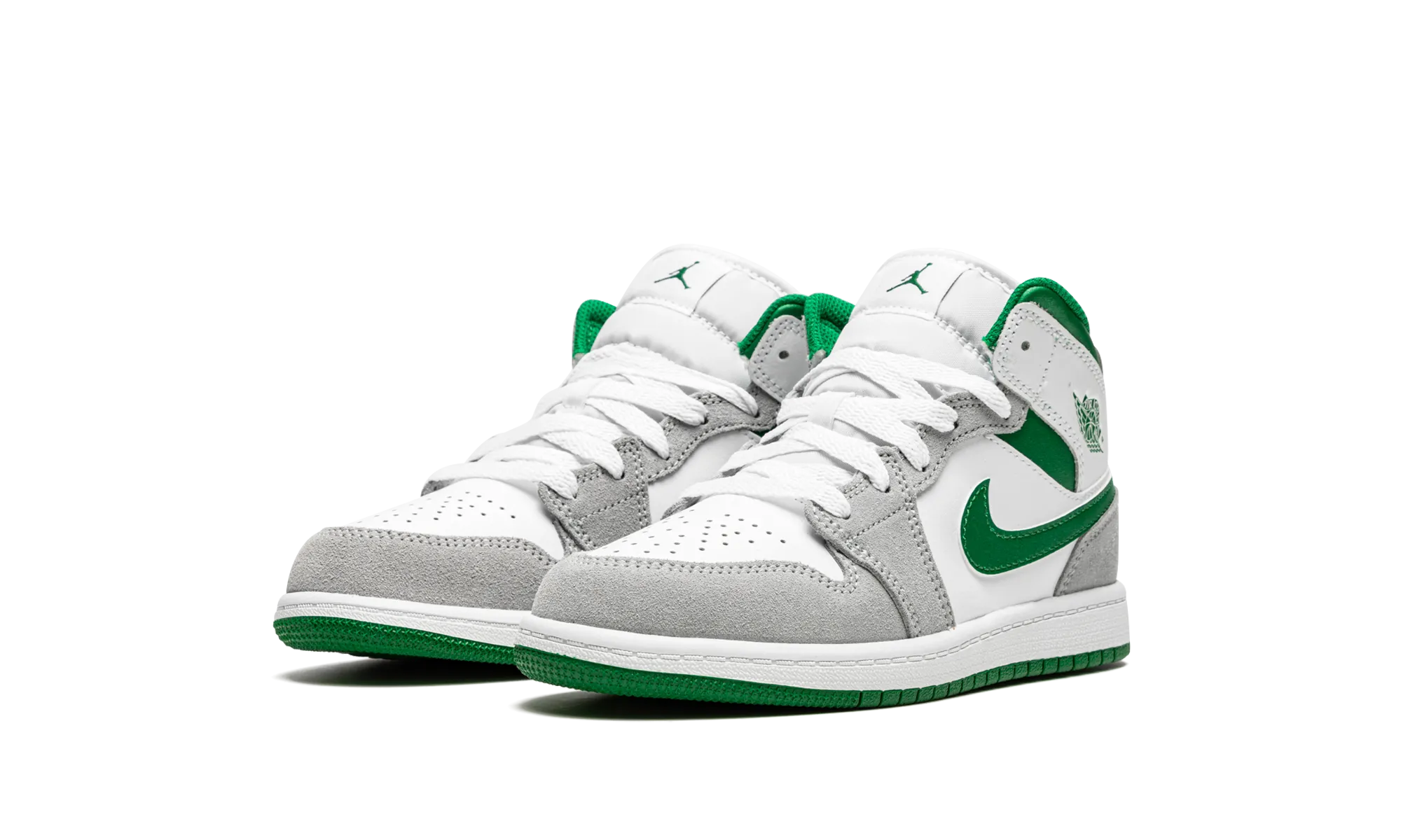 Jordan 1 Mid SE PS "Grey / Green" jordan preschool kids shoes