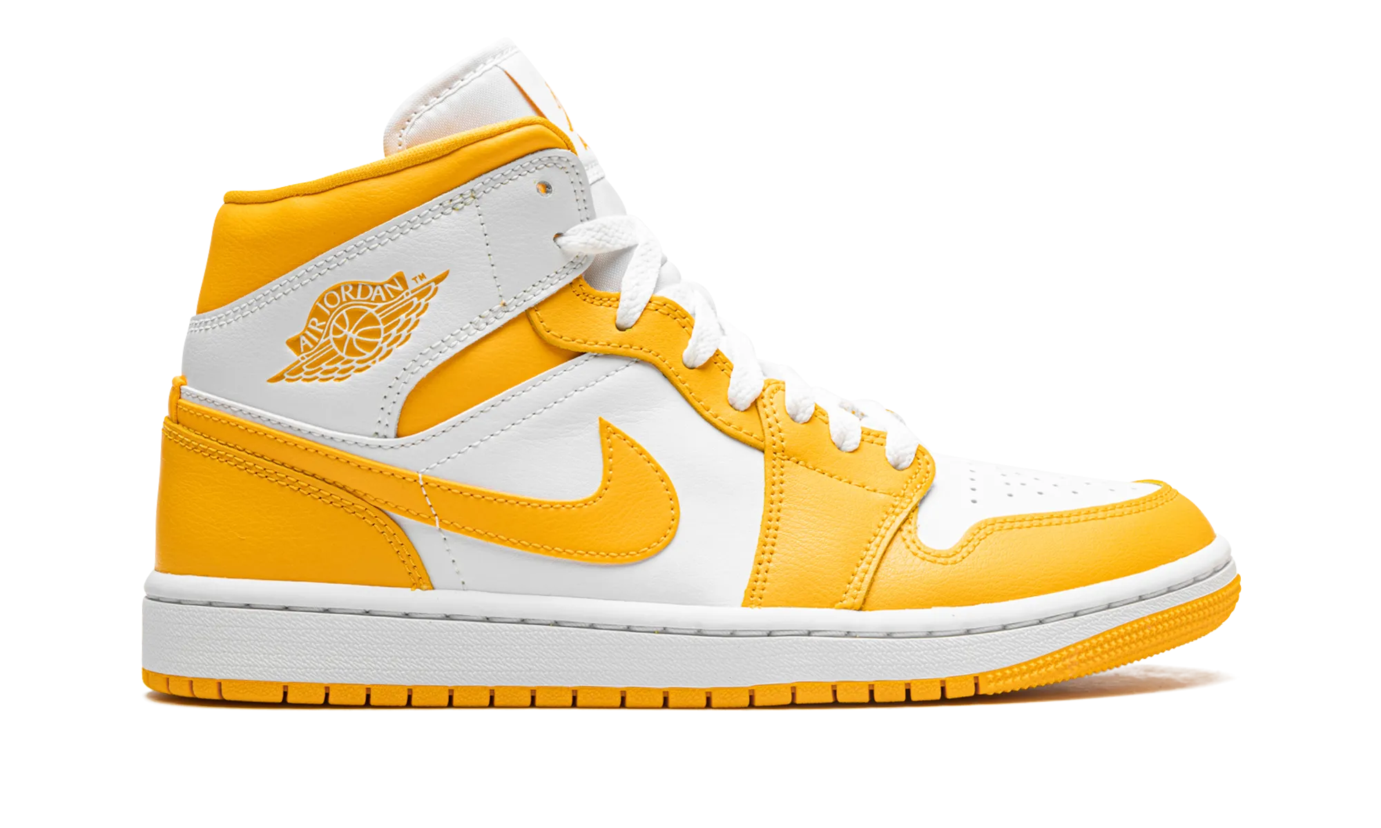 JORDAN 1 MID WMNS "White / University Gold" jordan classic womens shoes