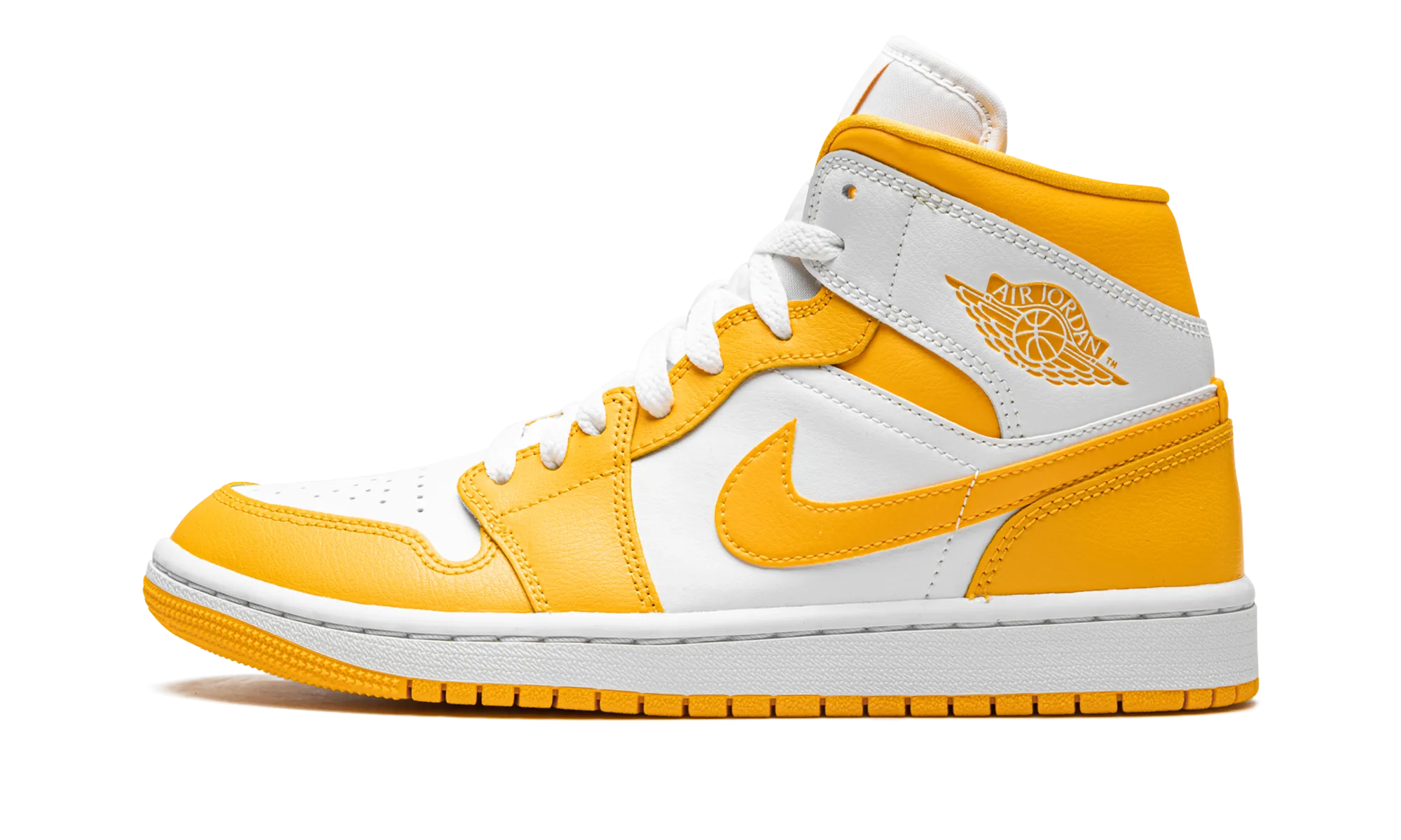 JORDAN 1 MID WMNS "White / University Gold" jordan classic womens shoes