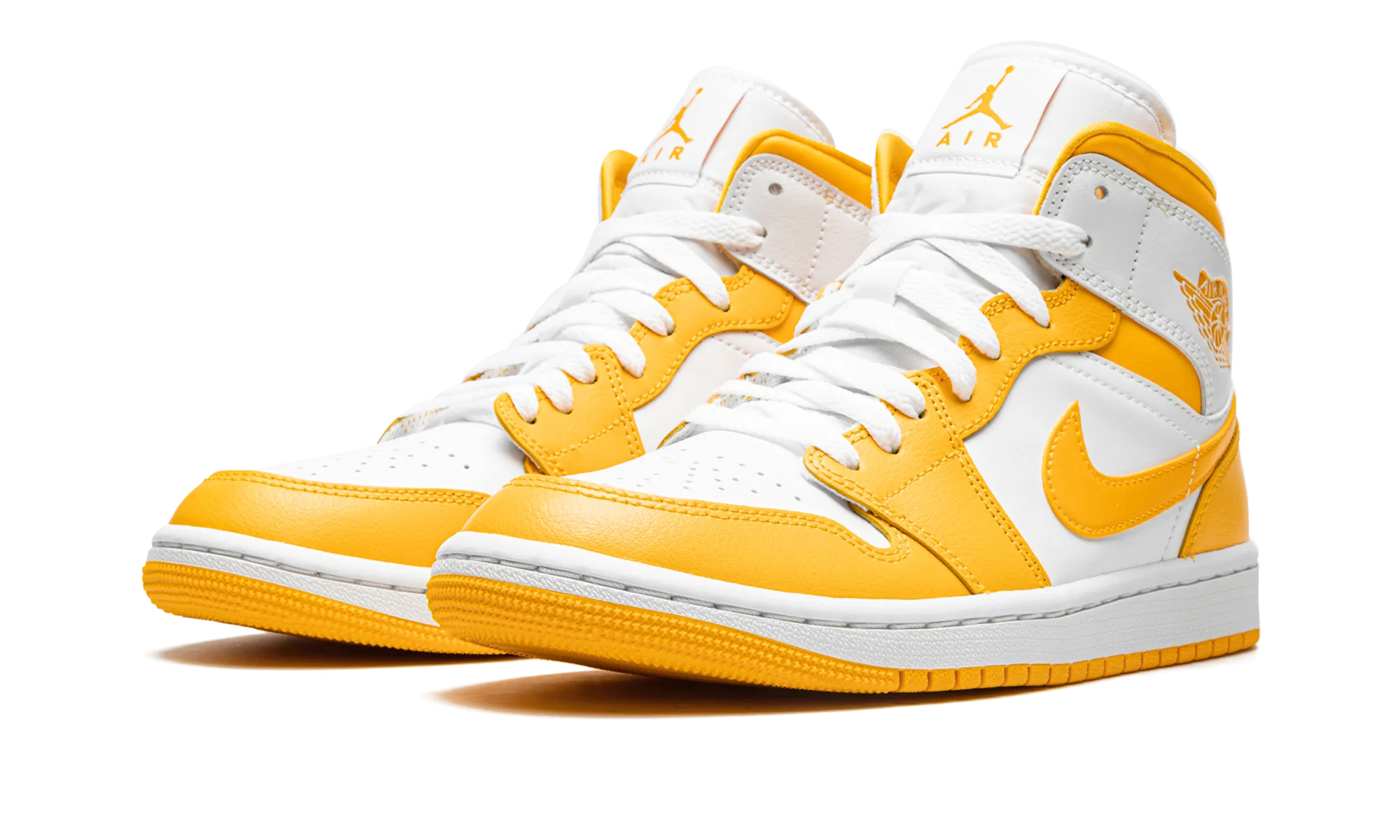 JORDAN 1 MID WMNS "White / University Gold" jordan classic womens shoes