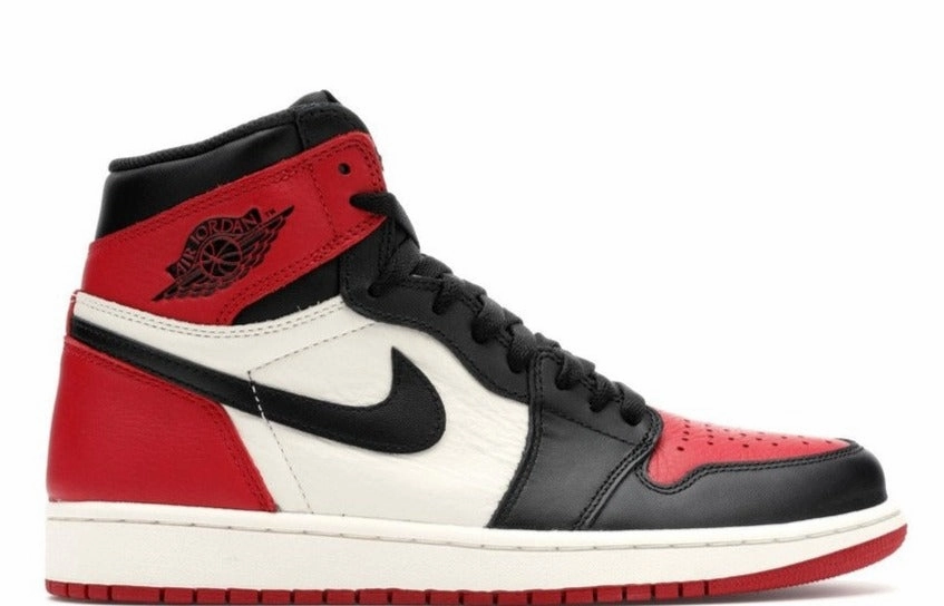 Jordan 1 Retro High Bred Toe Air Jordan signature sneakers in bold colorways