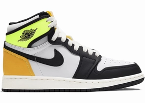 Jordan 1 Retro High White Black Volt University Gold (GS) Trendy Air Jordan 1 with retro appeal