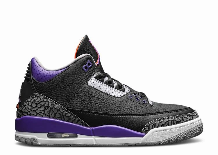 Jordan 3 Retro Black Court Purple Air Jordan signature sneakers in bold colorways