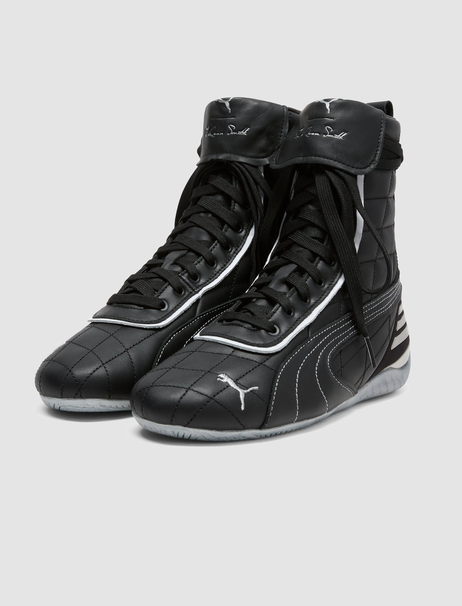 LAQUAN SMITH X SPEEDCAT MID "BLACK/WHITE" Breathable Daily Trainers