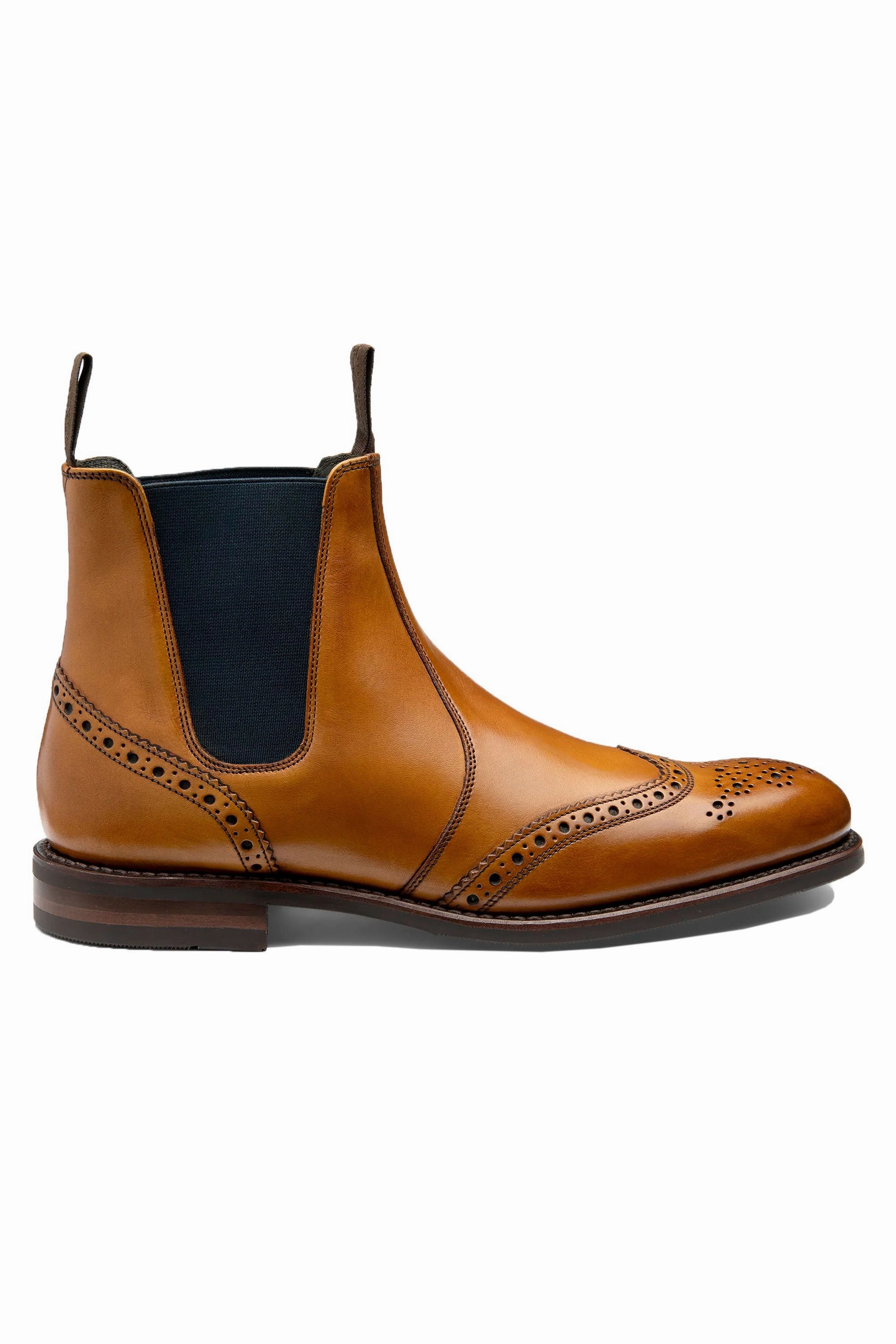 Loake Hoskins T Calf Brogue Chelsea Boot Tan