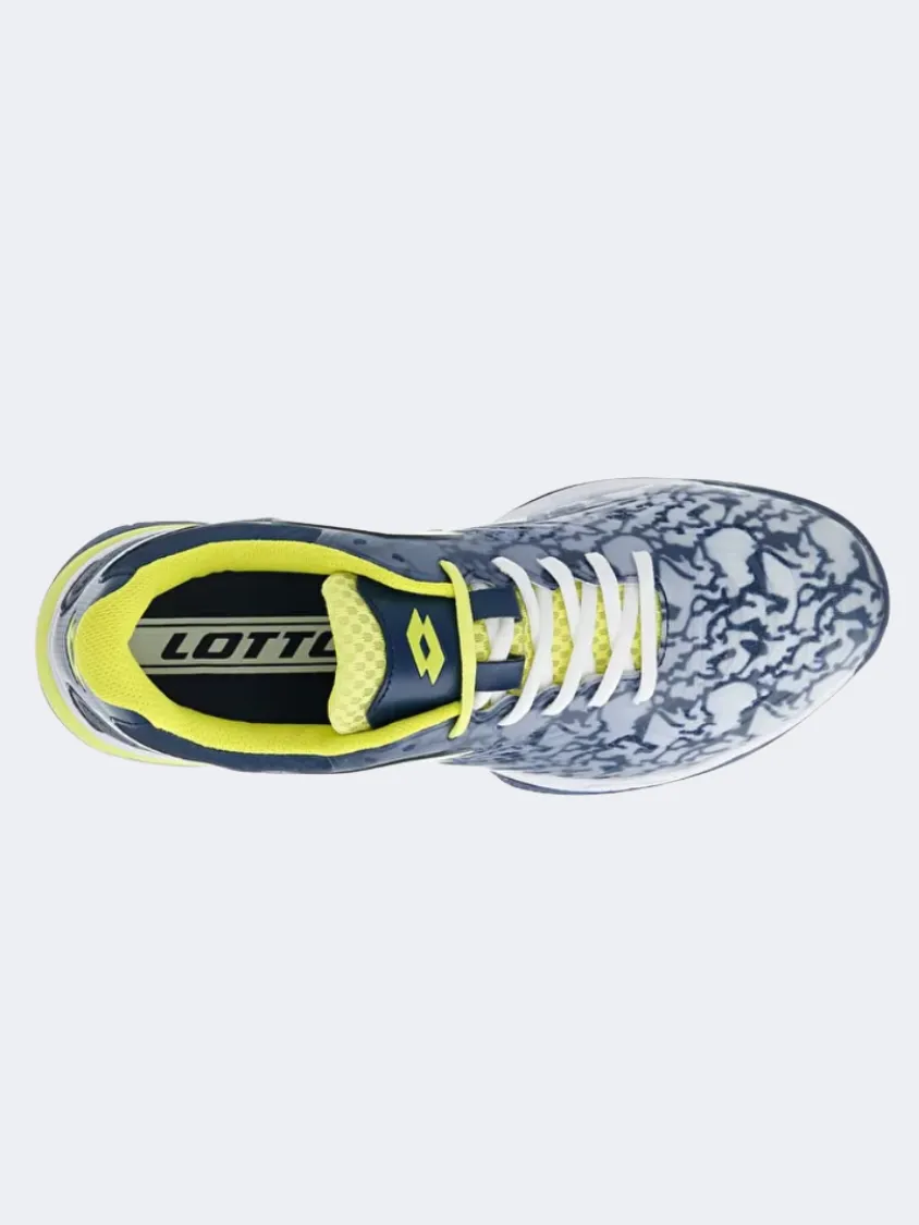 Lotto Superrapida 200 Iii Men Padel Shoes White/Yellow/Denim Mens Casual Everyday Sneakers