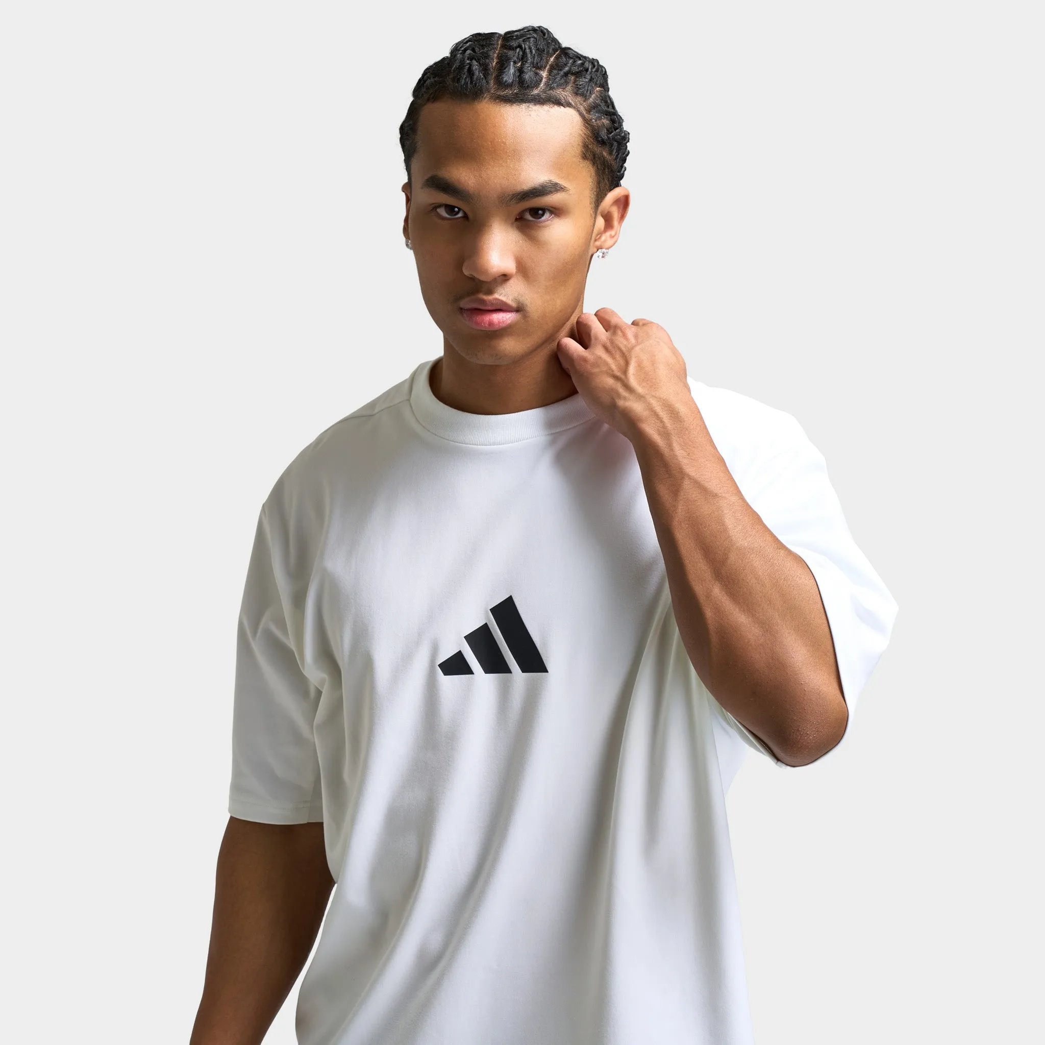Mens Adidas adidas Z.N.E. Loose-Fit T-Shirt / White