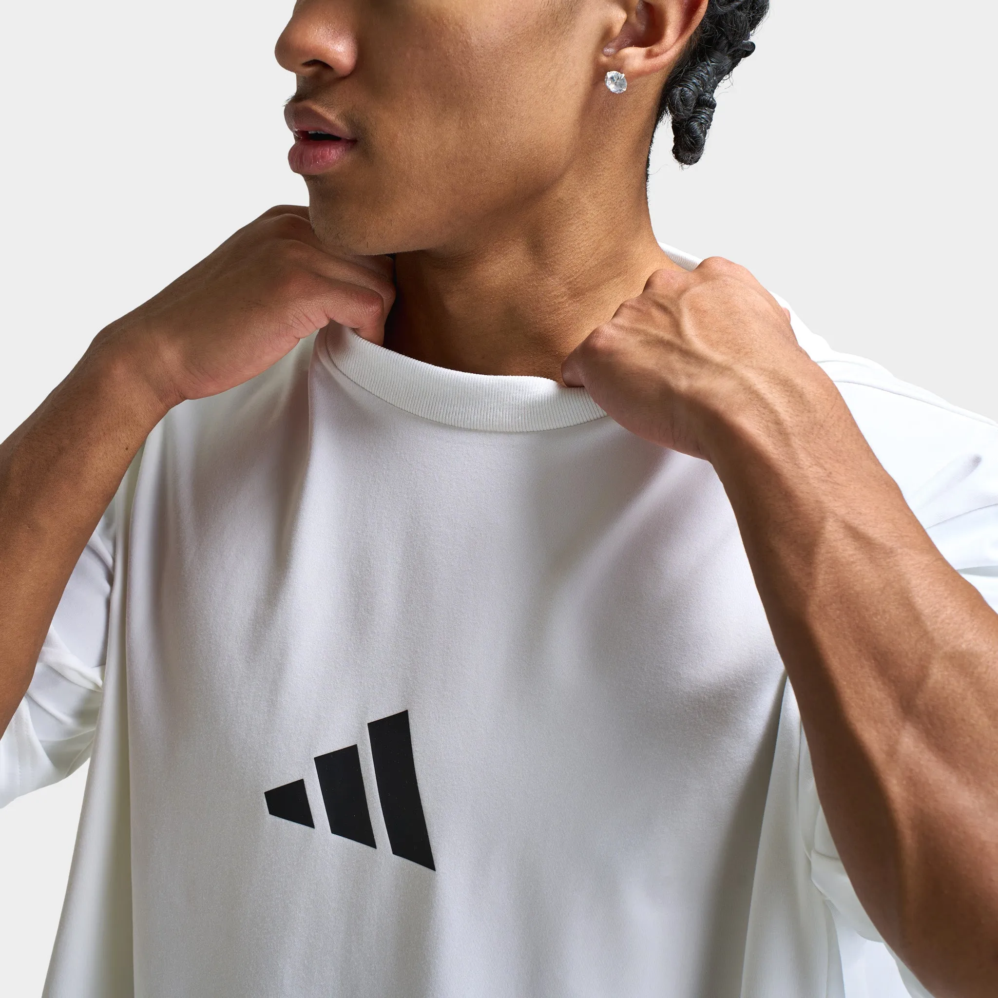 Mens Adidas adidas Z.N.E. Loose-Fit T-Shirt / White