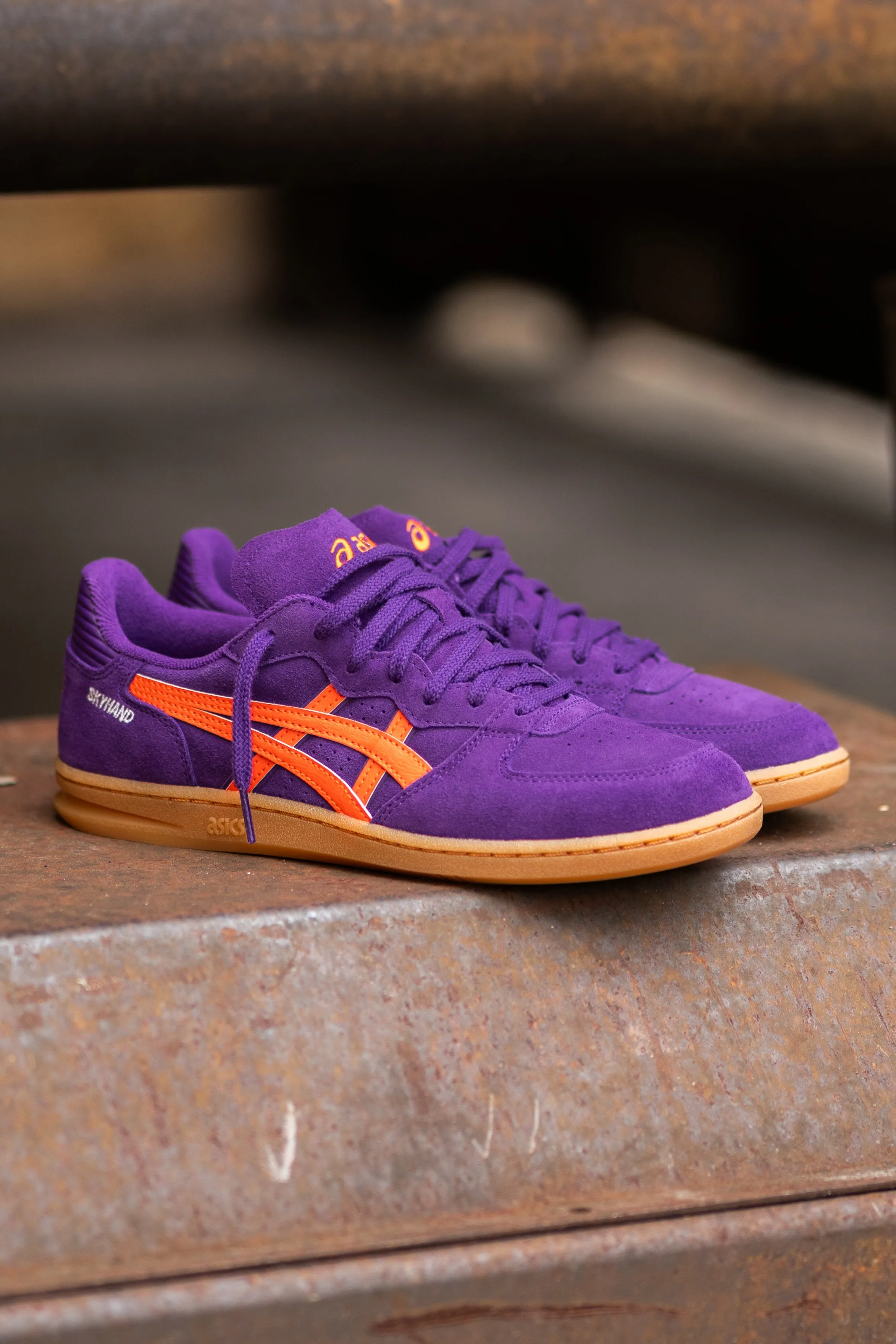 Men's Asics Skyhand OG (Midnight Plum/Koi) running shoe close-up shots