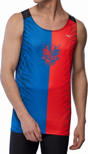 Mizuno DryAeroFlow Graphic Mens Running Vest - Blue Mizuno footwear designs