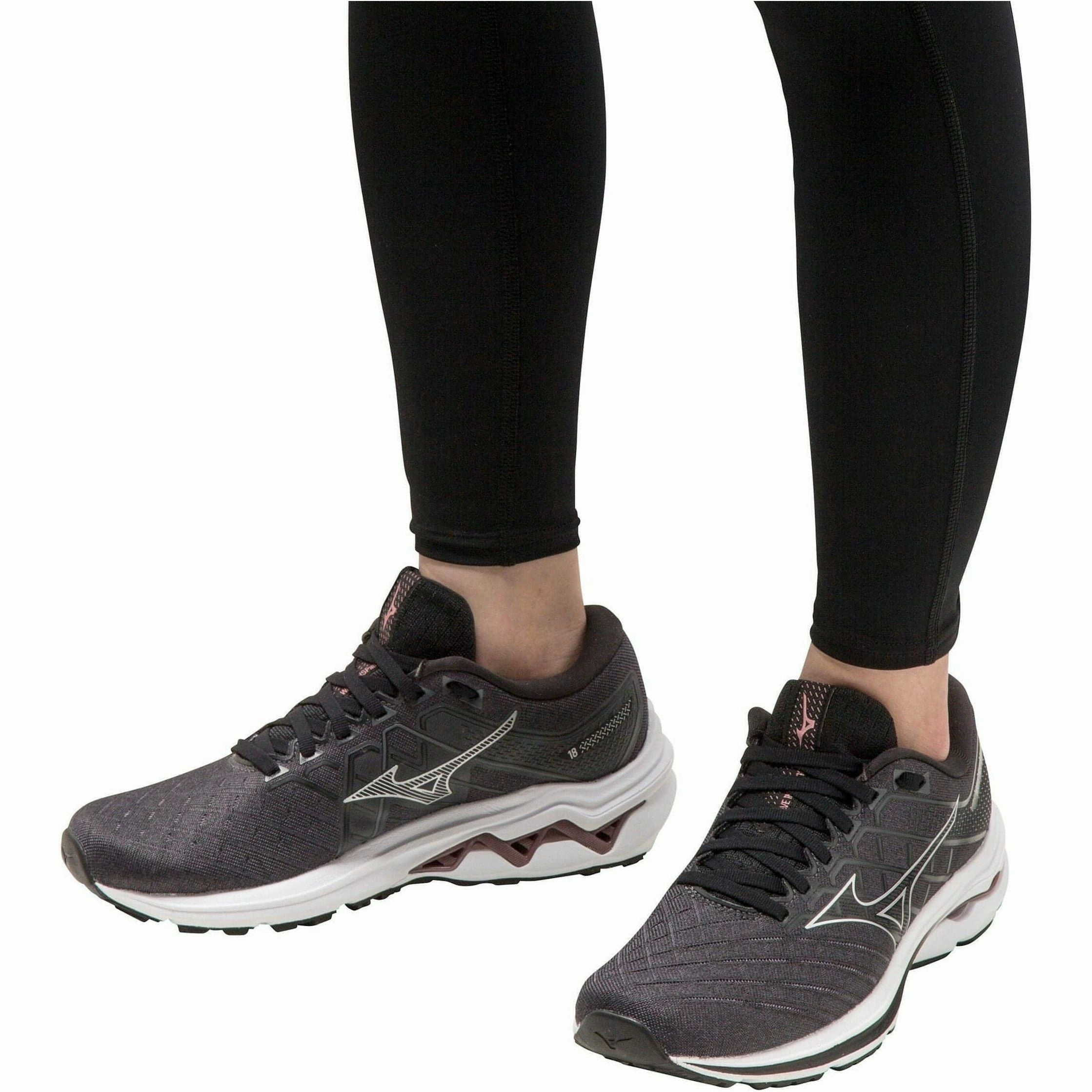 Mizuno Wave Inspire 18 WIDE FIT (D) Womens Running Shoes - Black Advanced Sport Runners
