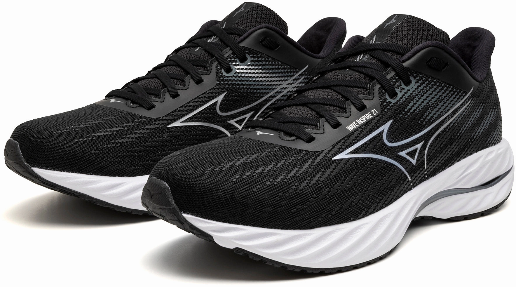 Mizuno Wave Inspire 21 WIDE FIT (2E) Mens Running Shoes - Black Performance Sneakers