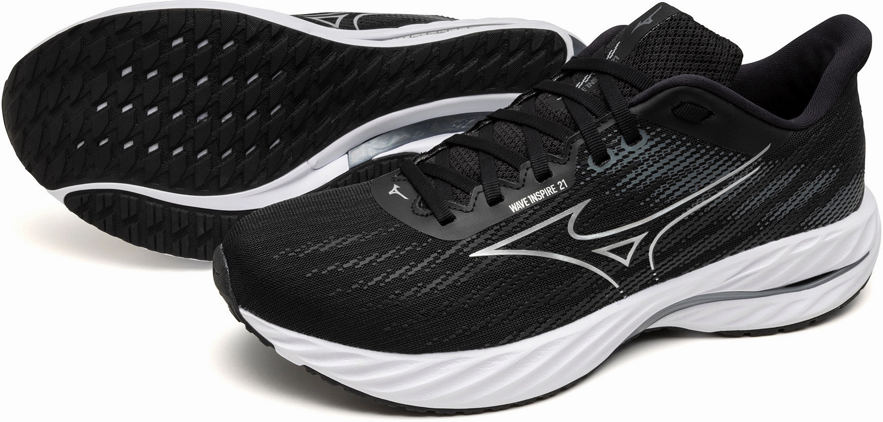 Mizuno Wave Inspire 21 WIDE FIT (2E) Mens Running Shoes - Black Rebellion Race Shoes
