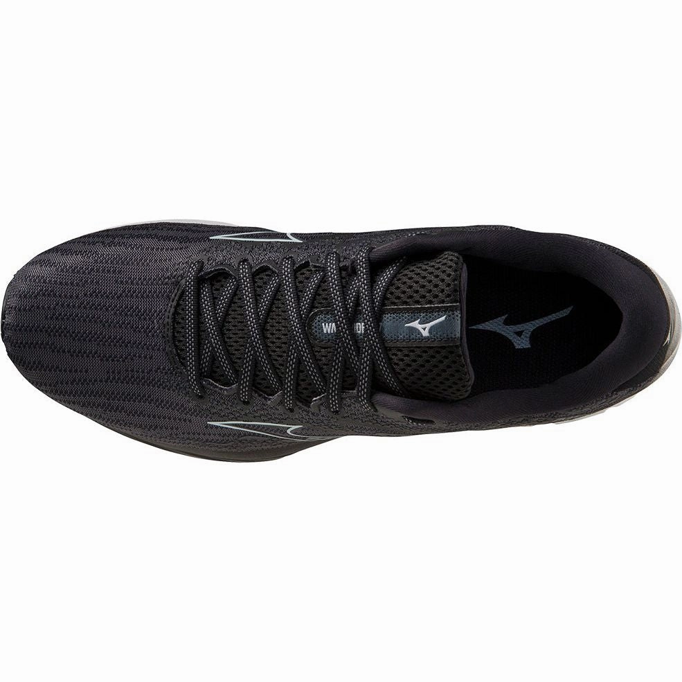Mizuno Wave Rider 27 WIDE FIT (2E) Mens Running Shoes - Black Performance Sneakers