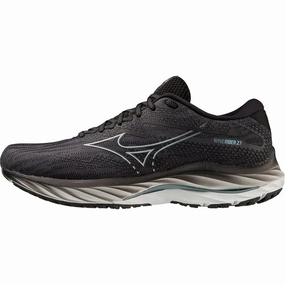 Mizuno Wave Rider 27 WIDE FIT (2E) Mens Running Shoes - Black Mizuno performance sneakers for training