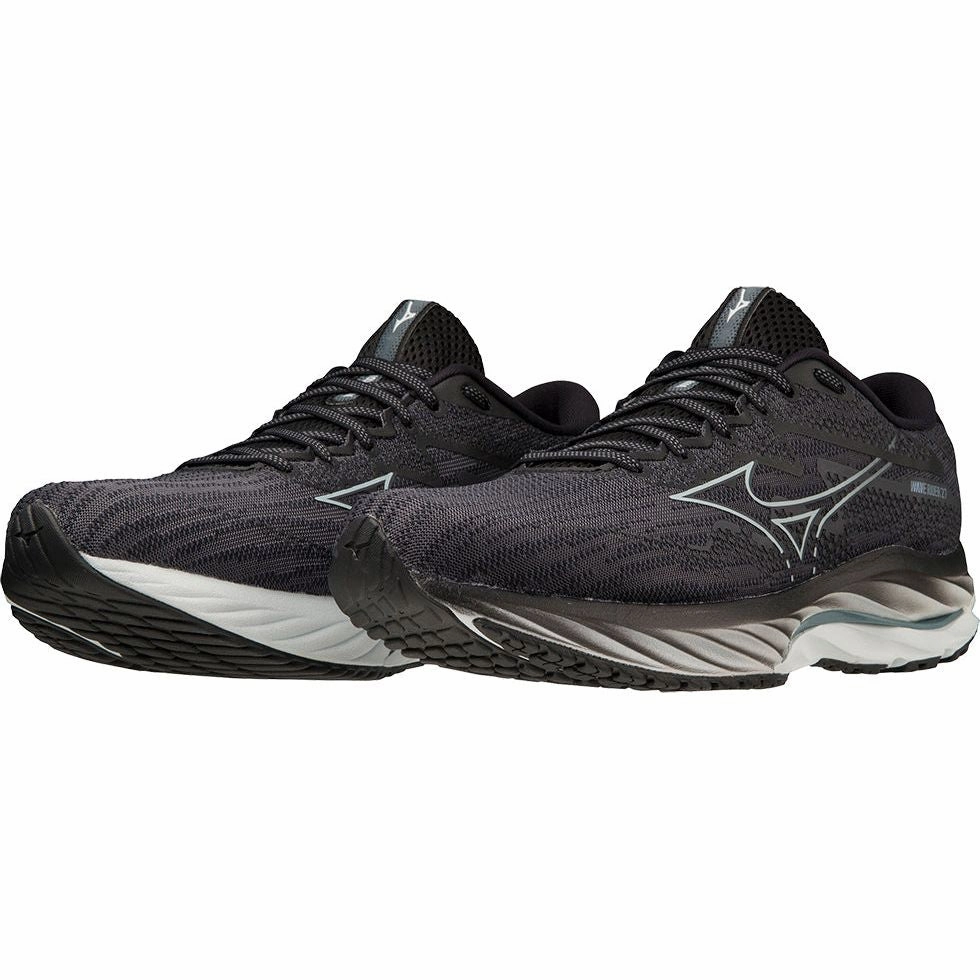 Mizuno Wave Rider 27 WIDE FIT (2E) Mens Running Shoes - Black Performance Sneakers