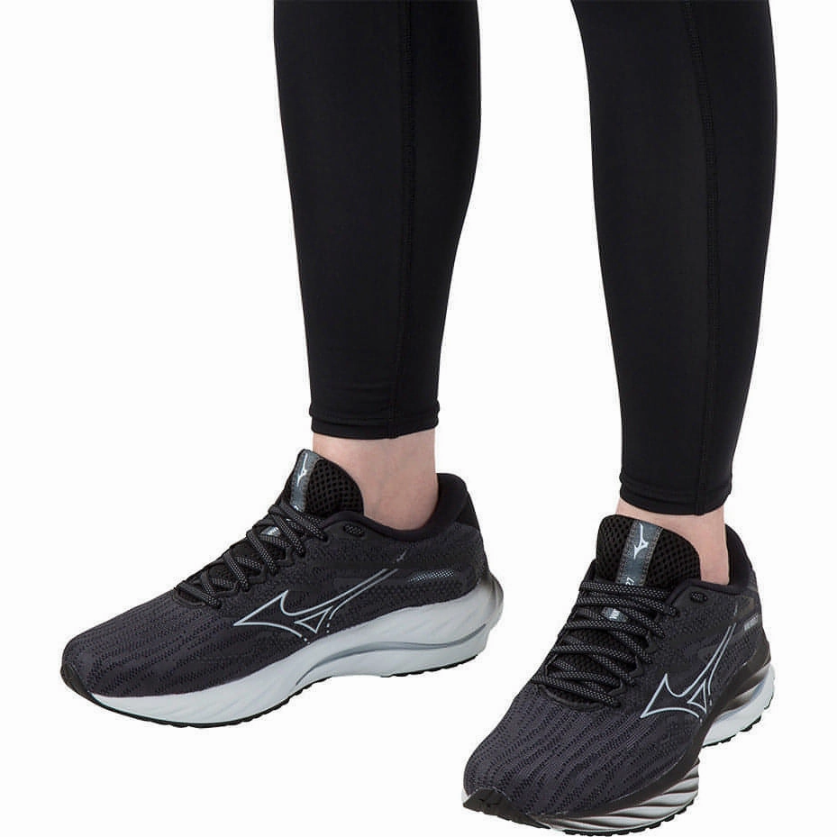 Mizuno Wave Rider 27 WIDE FIT (D) Womens Running Shoes - Black Performance Sneakers