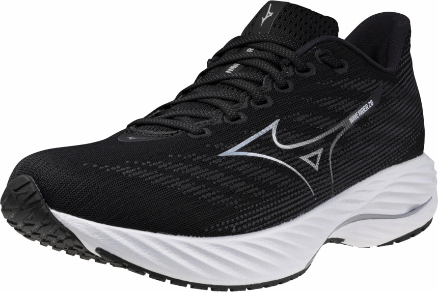 Mizuno Wave Rider 28 WIDE FIT (2E) Mens Running Shoes - Black Performance Sneakers