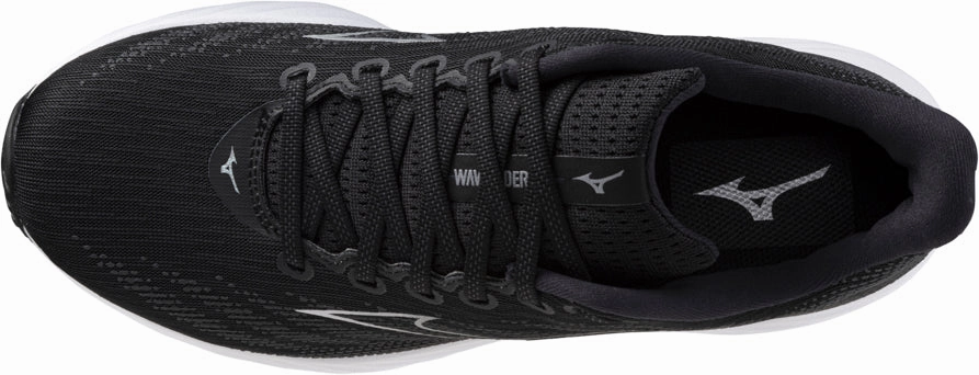 Mizuno Wave Rider 28 WIDE FIT (2E) Mens Running Shoes - Black Performance Sneakers