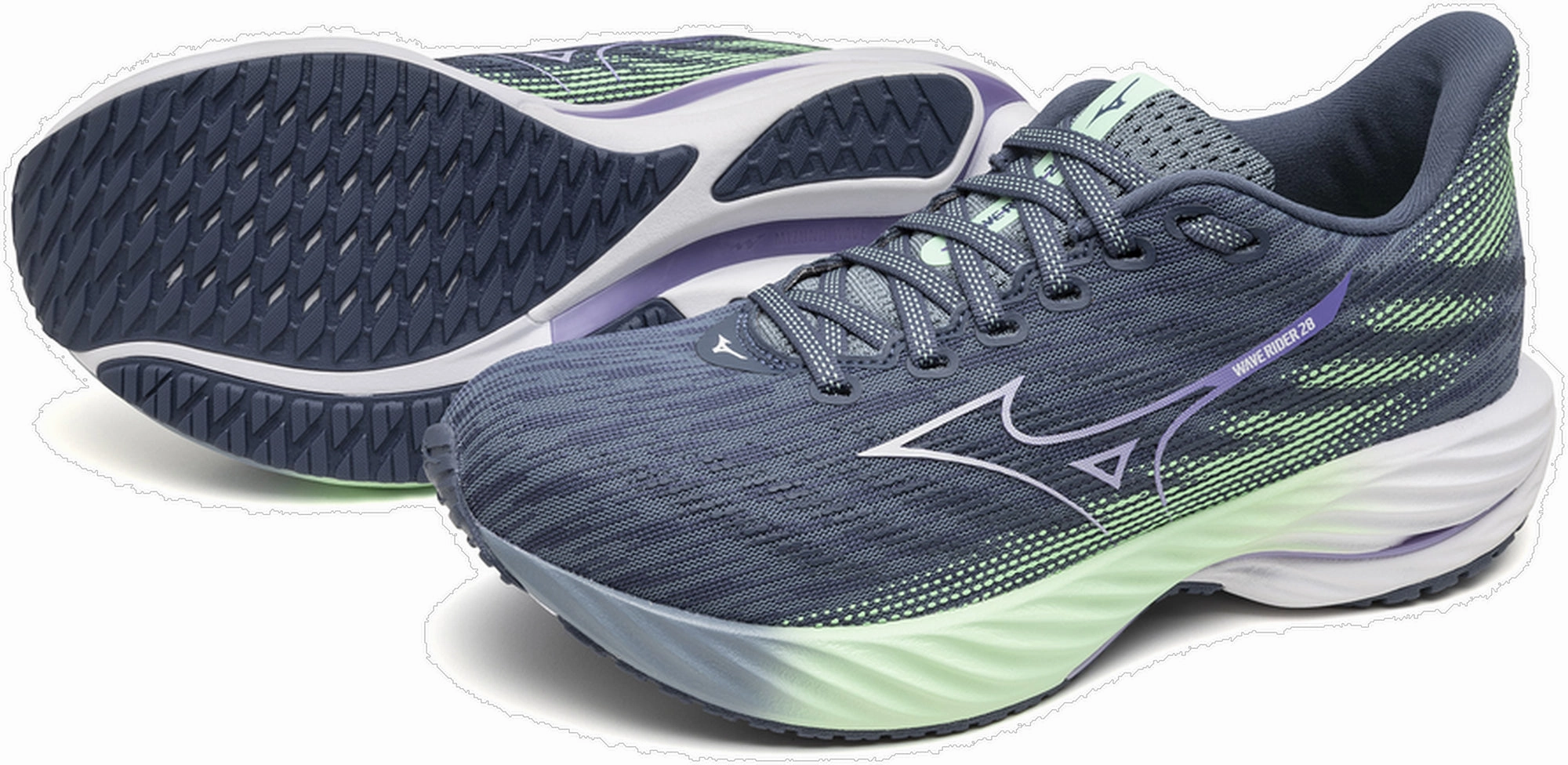 Mizuno Wave Rider 28 Womens Running Shoes - Blue Performance Sneakers