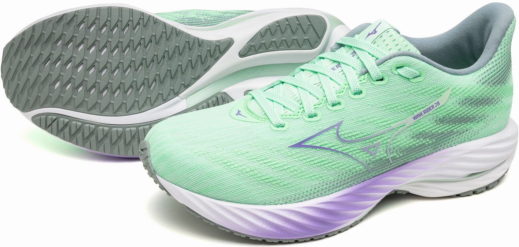 Mizuno Wave Rider 28 Womens Running Shoes - Green Sky Tech Footwear