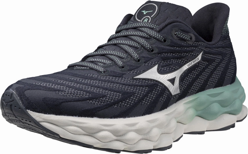 Mizuno Wave Sky 8 Womens Running Shoes - Grey Easy On Kids Shoes
