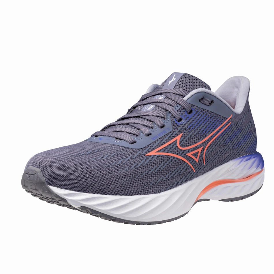 Mizuno Women's Wave Inspire 21 Running Shoes in Blue Granite/Striking Coral/Iris Bloom AW25 Mizuno reliable running shoes
