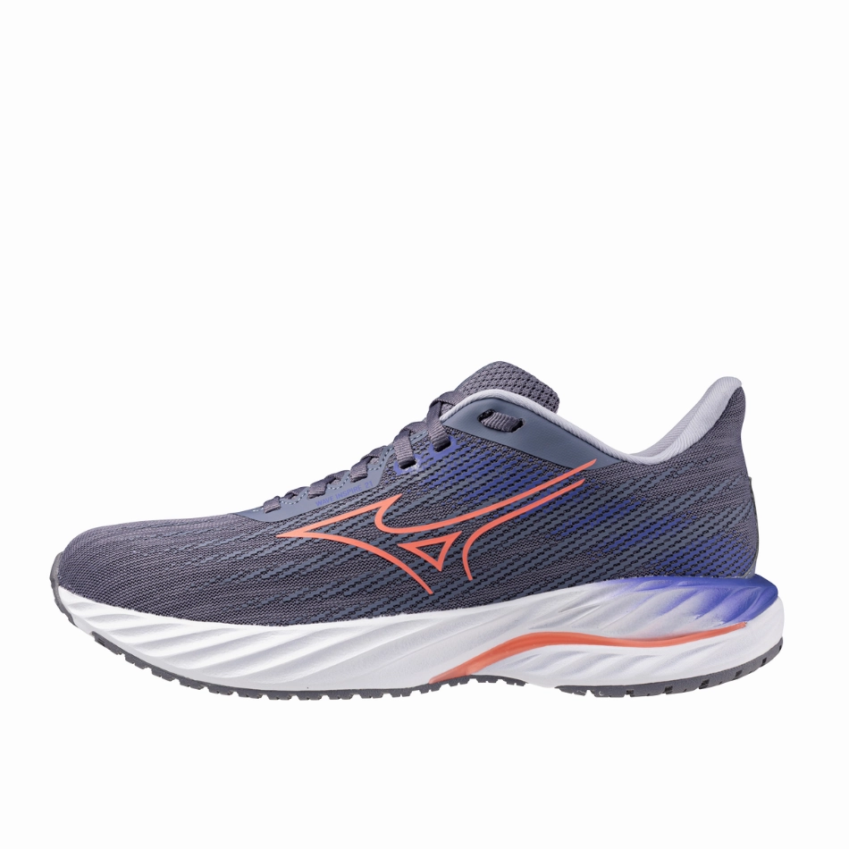Mizuno Women's Wave Inspire 21 Running Shoes in Blue Granite/Striking Coral/Iris Bloom AW25 Mizuno reliable running shoes
