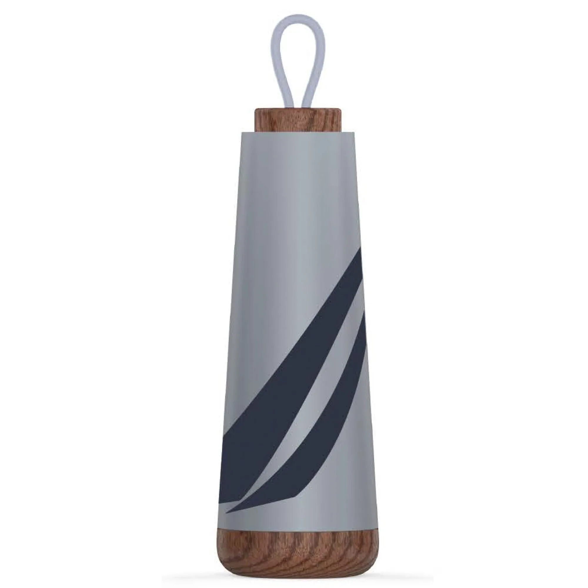 Nautica J-Class Stainless Steel And Acacia Wood Water Bottle Grey Heather Nautica
