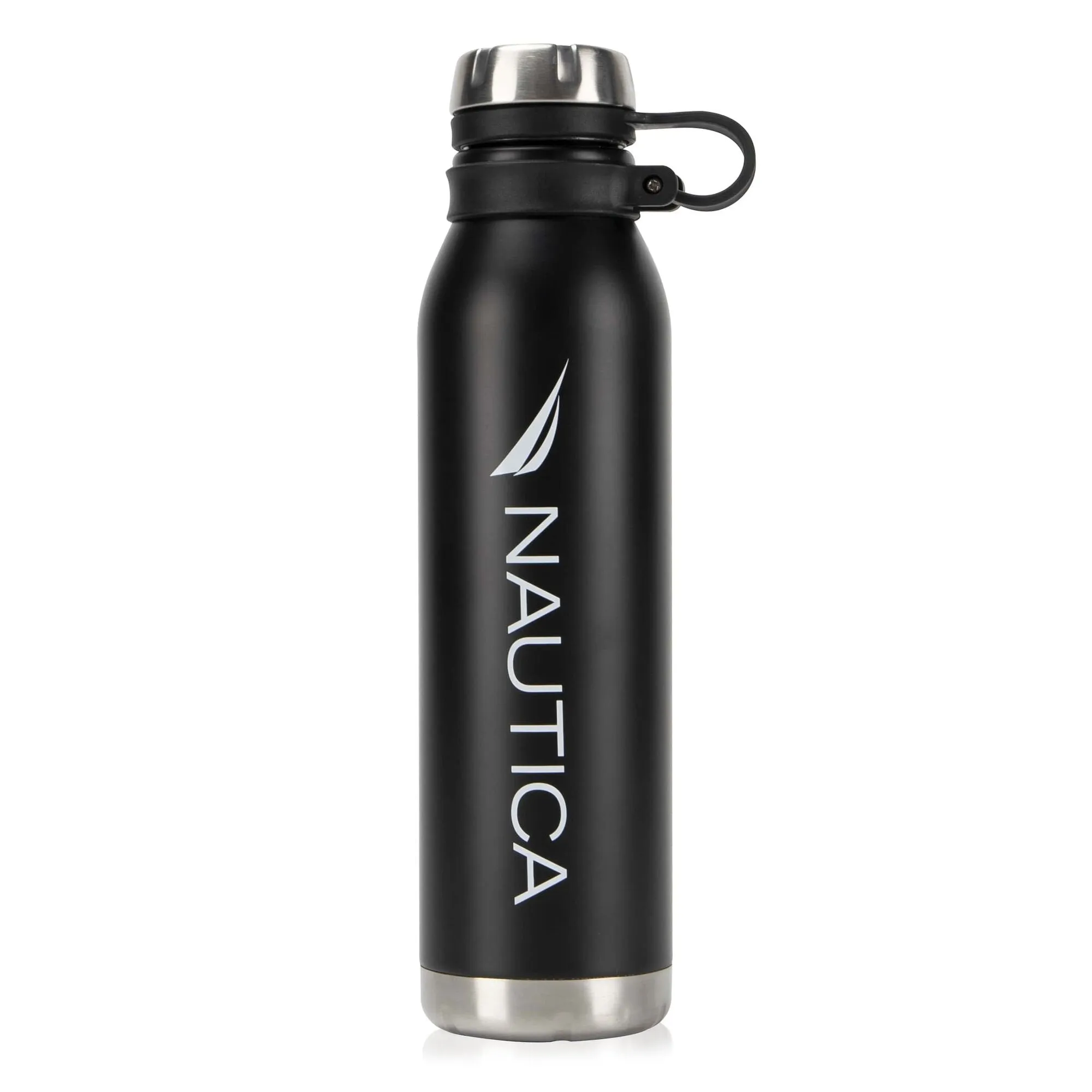 Nautica Logo Double-Walled Stainless Steel Water Bottle True Black Nautica
