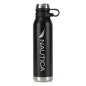 Nautica Logo Double-Walled Stainless Steel Water Bottle True Black Nautica