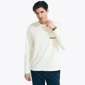 Nautica Men's 1983 Long-Sleeve Graphic Pocket T-Shirt White Cap Nautica