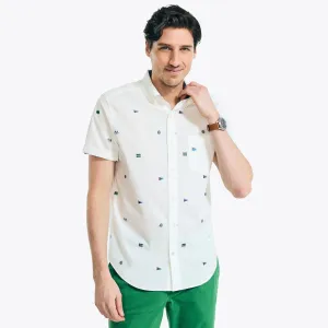 Nautica Men's 1983 Sustainably Crafted Printed Short-Sleeve Shirt Sail White Nautica