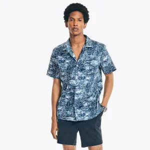 Nautica Men's Big & Tall Classic Fit Printed Camp Shirt Estate Blue Nautica