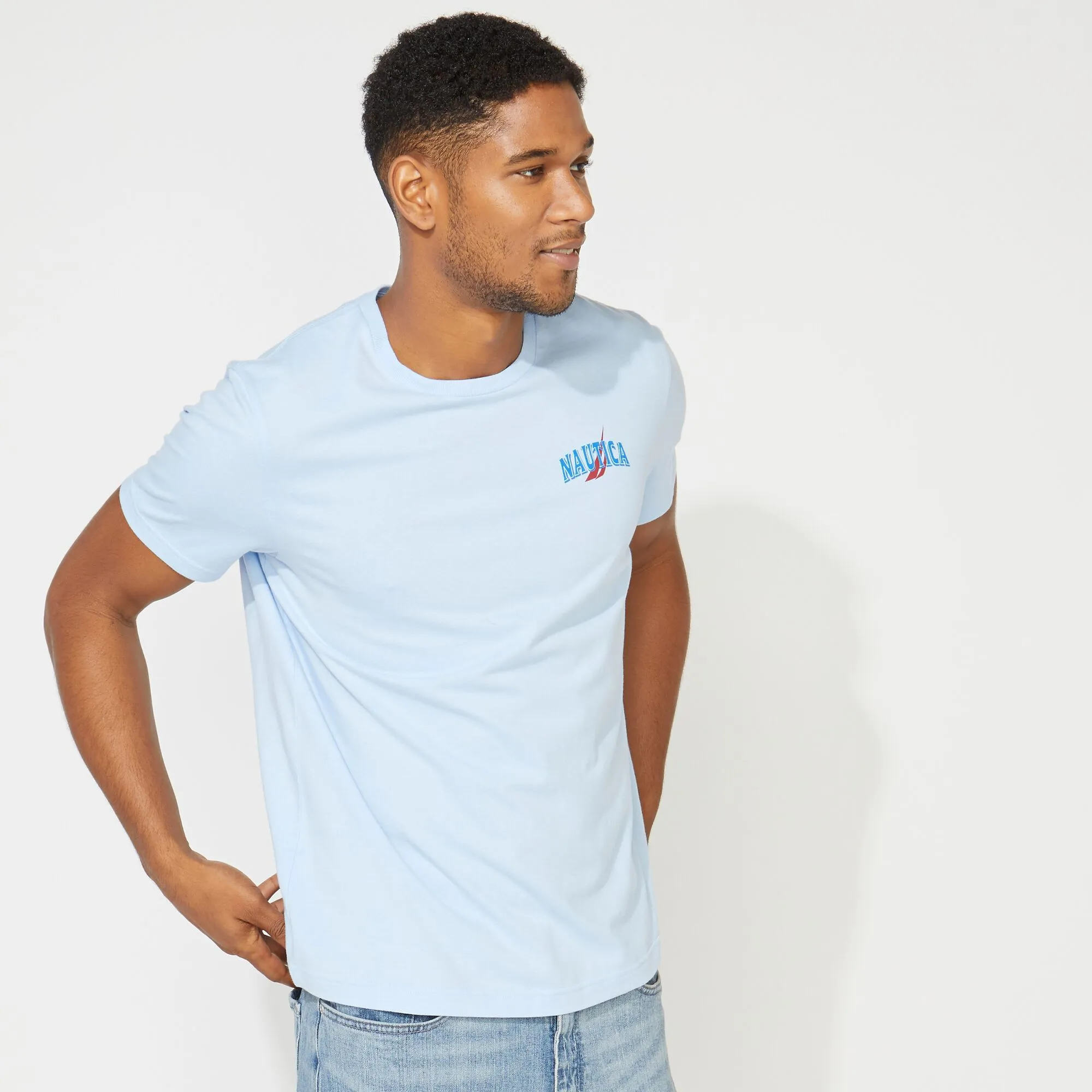 Nautica Men's Big & Tall Drink Like A Sailor Graphic T-Shirt Azure Blue Nautica