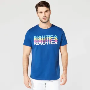 Nautica Men's Big & Tall Multiple Logo Graphic T-Shirt Estate Blue Nautica