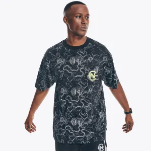 Nautica Men's Big & Tall Sustainably Crafted Competition Printed T-Shirt True Black Nautica