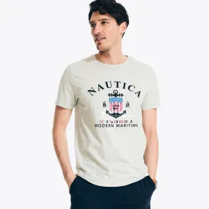 Nautica Men's Big & Tall Sustainably Crafted Modern Maritime Graphic T-Shirt Grey Heather Nautica