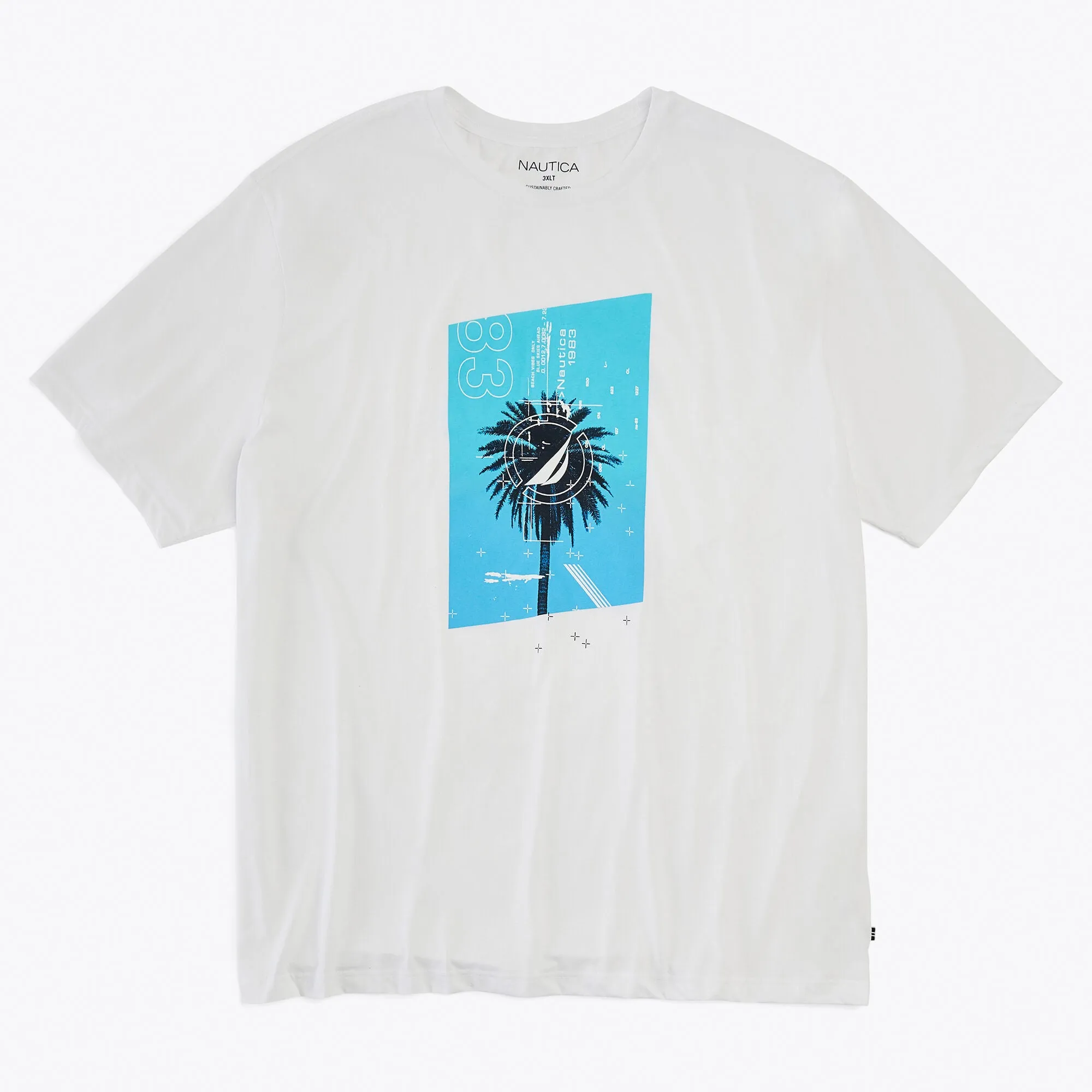 Nautica Men's Big & Tall Sustainably Crafted Palm Tree Graphic T-Shirt Bright White Nautica