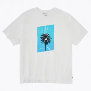 Nautica Men's Big & Tall Sustainably Crafted Palm Tree Graphic T-Shirt Bright White Nautica
