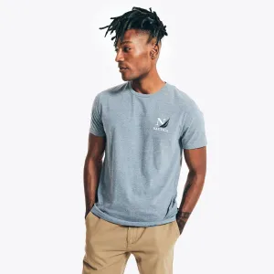 Nautica Men's Big & Tall Sustainably Crafted Sailing Division Graphic T-Shirt Anchor Blue Heather Nautica