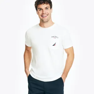 Nautica Men's Big & Tall Sustainably Crafted Yacht Club Pocket Graphic T-Shirt Bright White Nautica