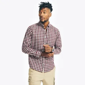 Nautica Men's Big & Tall Wrinkle-Resistant Wear To Work Plaid Shirt Rio Red Nautica