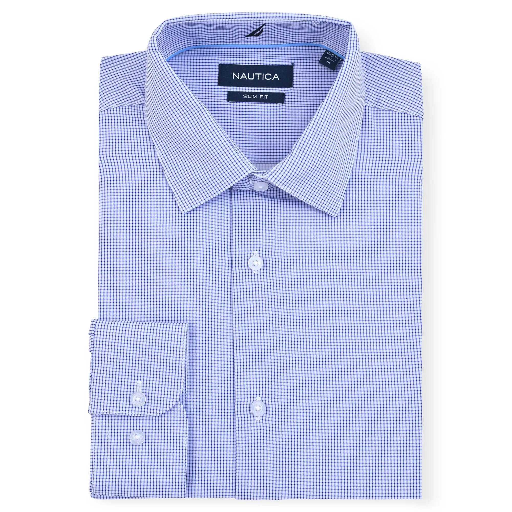 Nautica Men's Checkered Wrinkle-Resistant Shirt Sand Dune Nautica