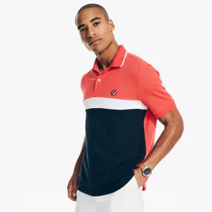 Nautica Men's Classic Fit Chest-Stripe Polo Dark Coral Cape Nautica