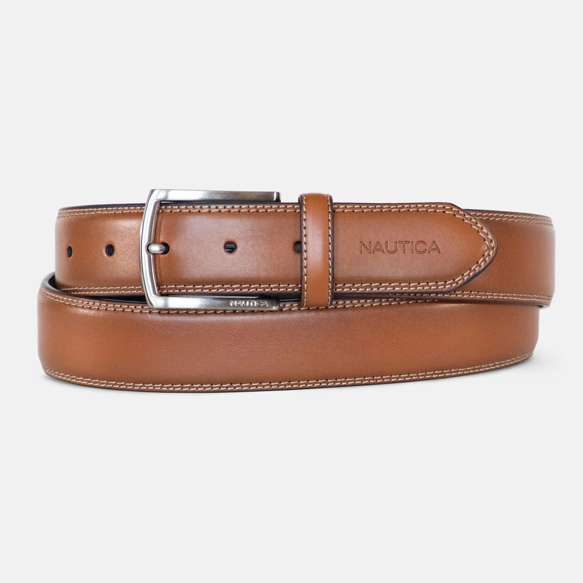 Nautica Men's Double-Stitch Belt Military Tan Nautica